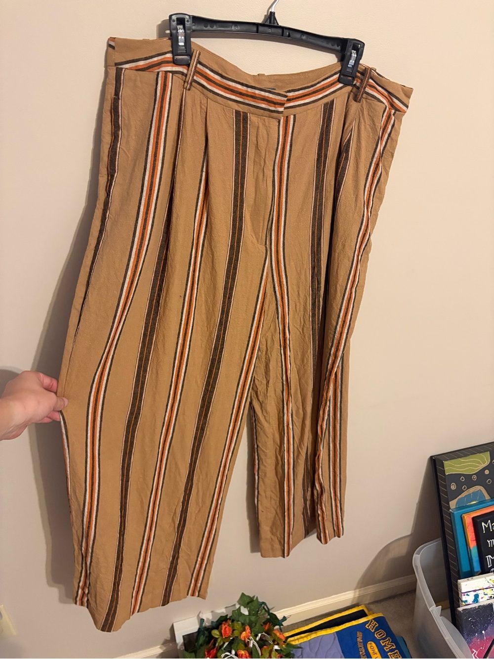 Worthington Tan & Brown Striped Wide-Leg Pants